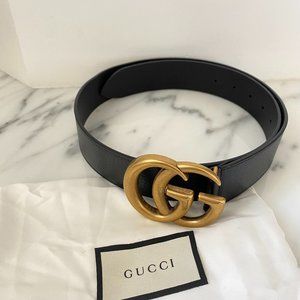 Gucci Black Double GG Leather Belt